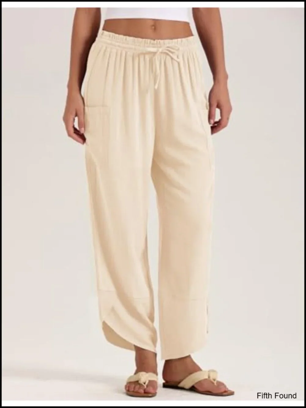 Linen Rayon Wide Leg Harem Pants with Pockets - Boho Palazzo Capri